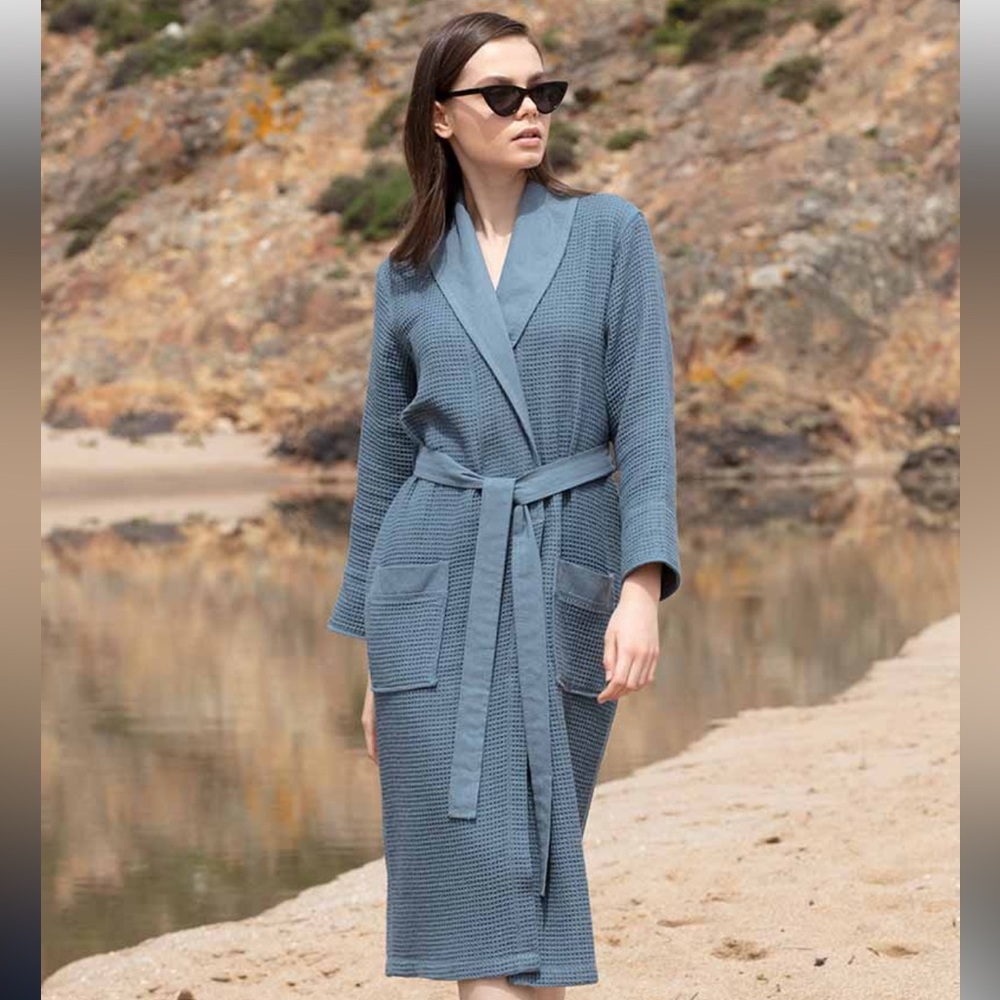 🍭5 for $20🍭 Seyante Los Angeles Blue Cotton Waffle Knit Robe CC